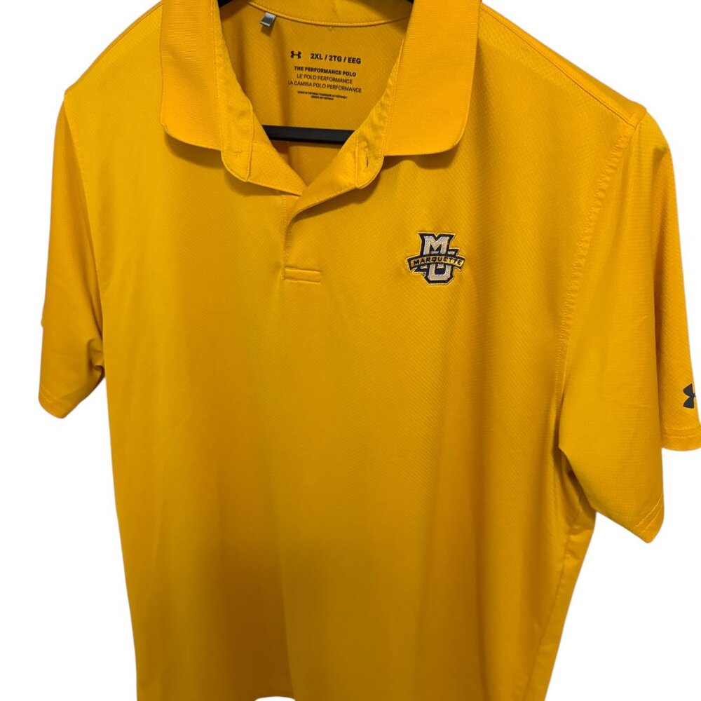 Marquette University Under Armour Performance Polo Shirt Size 2XL Gold Logo - Picture 2 of 5